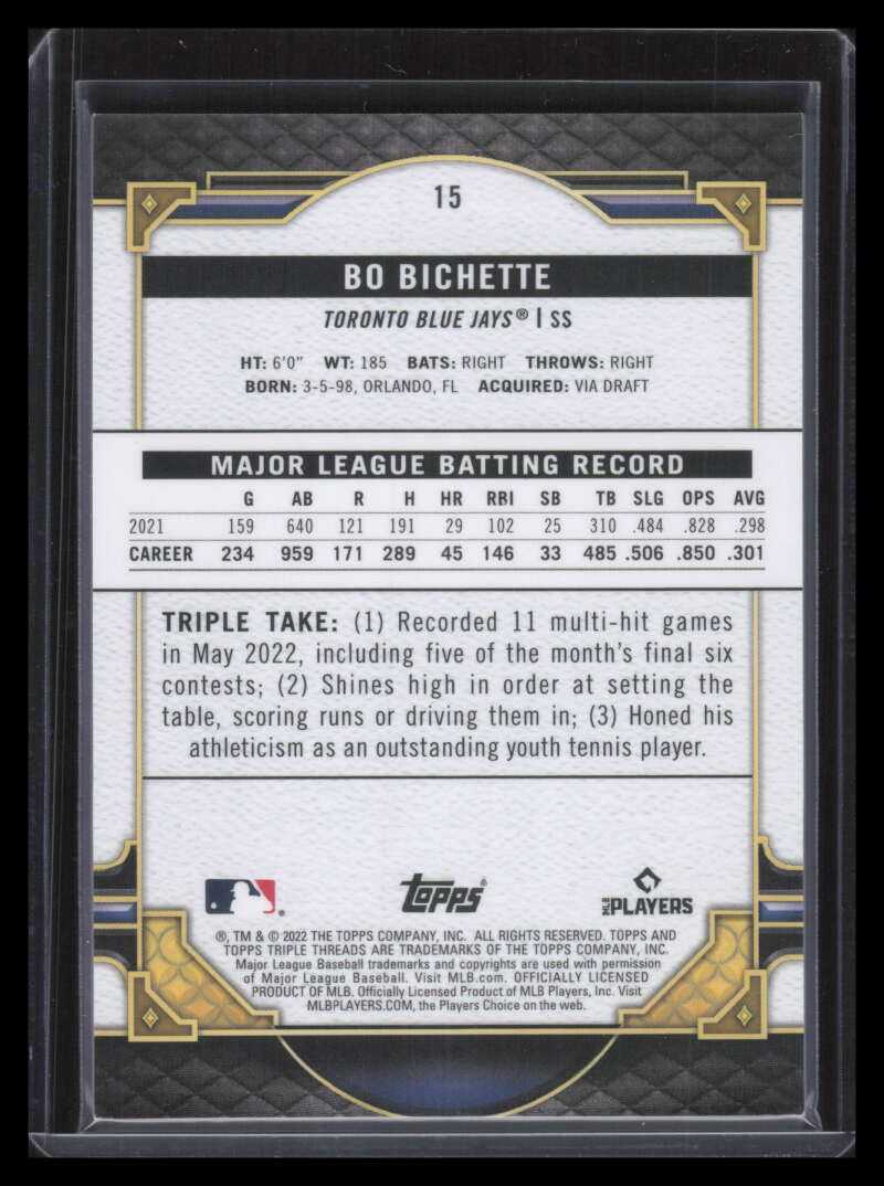 2022 Topps Triple Threads Amber 15 Bo Bichette 151/199