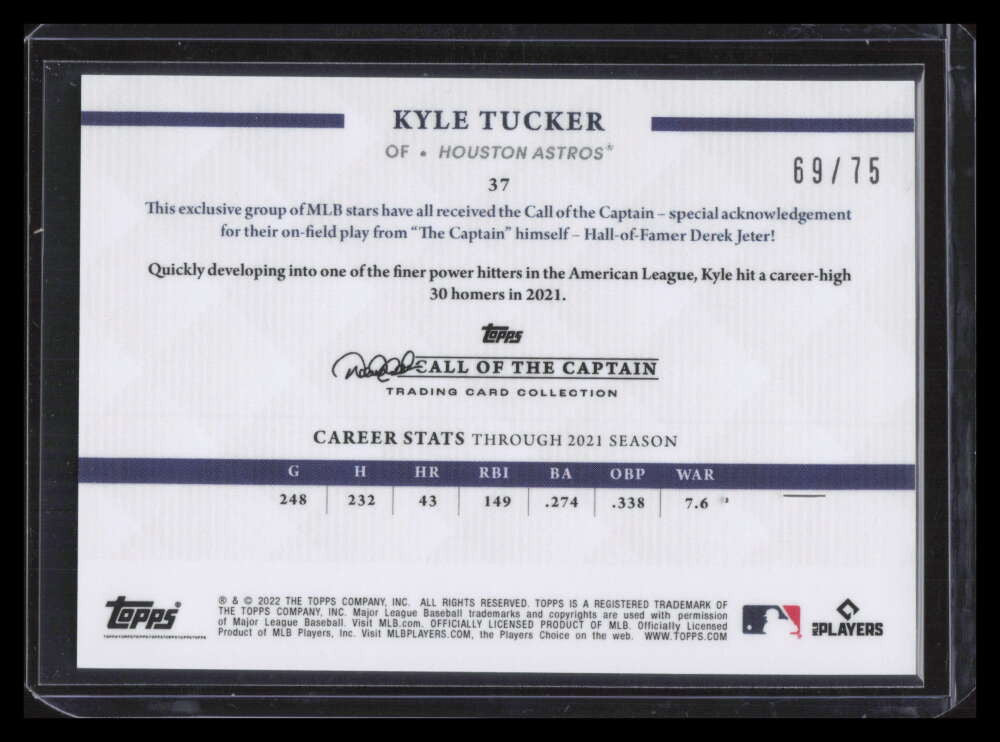2022 Topps X Derek Jeter Call of the Captain Green 37 Kyle Tucker 69/75