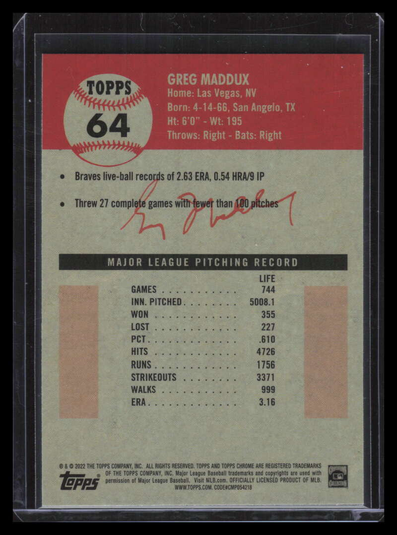 2022 Topps Chrome Platinum Anniversary X-Fractor 64 Greg Maddux