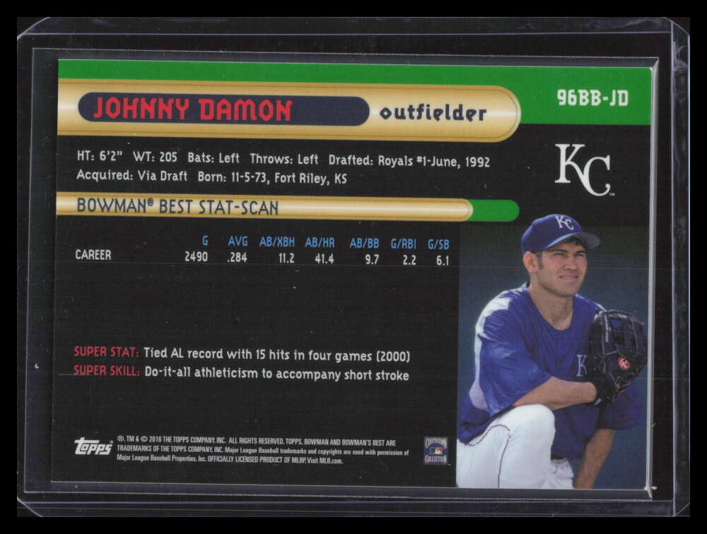 2016 Bowman's Best '96 Bowman's Best Orange Refractor 96bbjd Johnny Damon 32/35