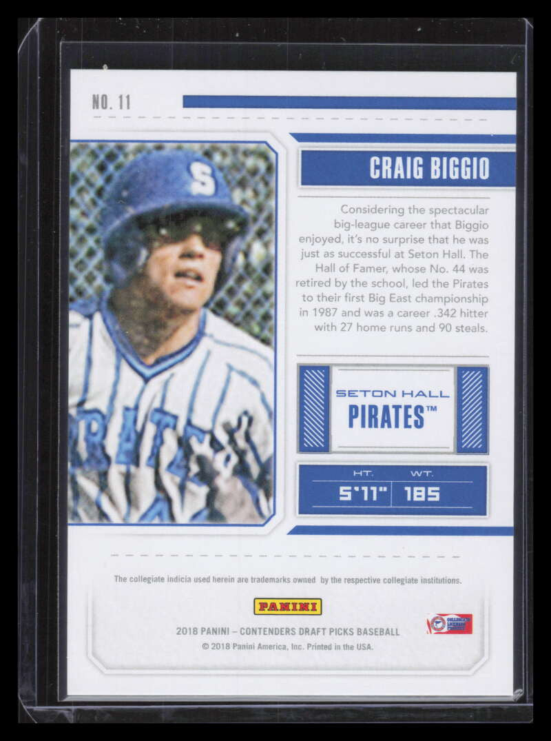 2018 Panini Contenders Draft Picks Variations Cracked Ice 11 Craig Biggio 6/23