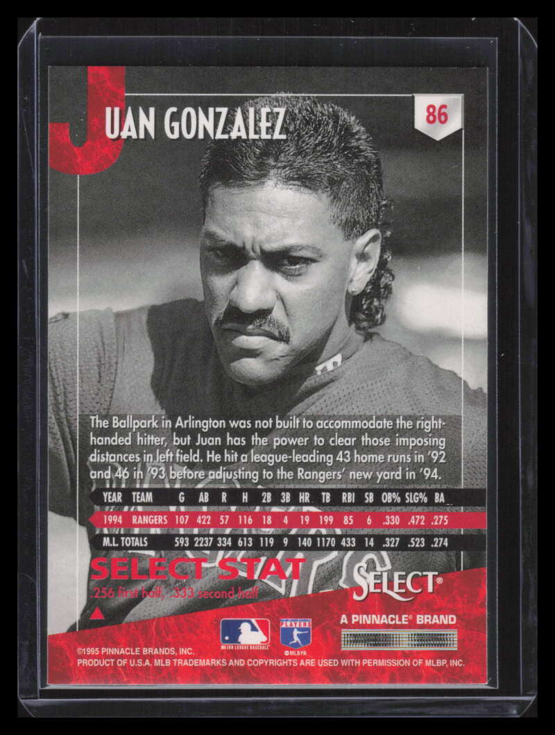 1995 Select Artist's Proof 86 Juan Gonzalez