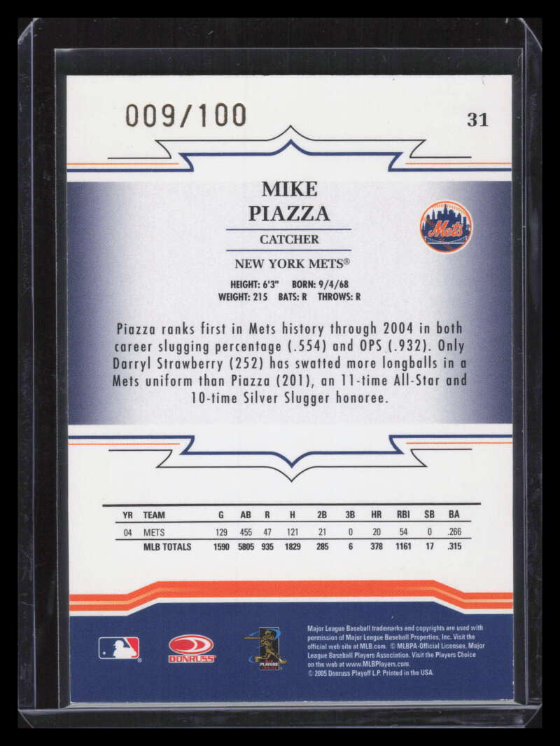 2005 Throwback Threads Gold Century Proof 31 Mike Piazza 9/100