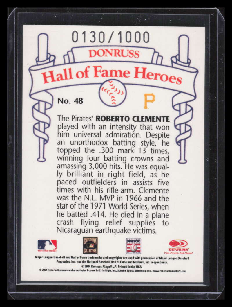 2004 Diamond Kings HOF Heroes 9 Roberto Clemente #48 130/1000