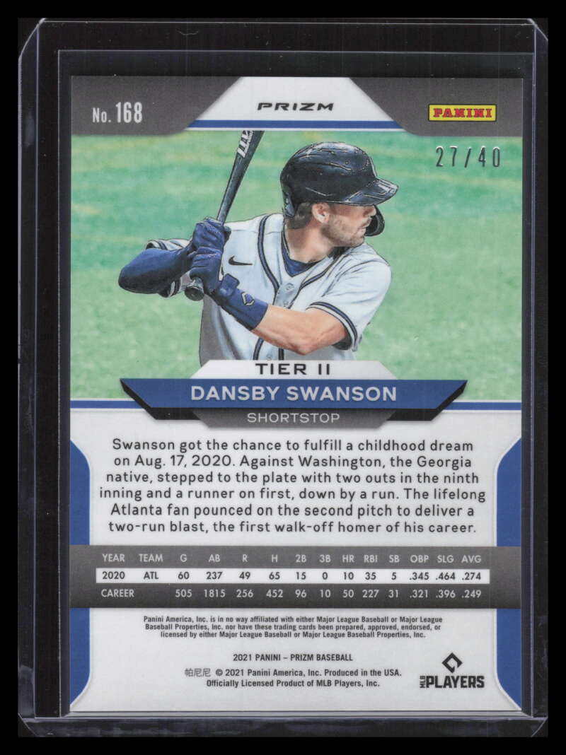 2021 Panini Prizm Prizms Bronze Donut Circles Refractor 168 Dansby Swanson 27/40