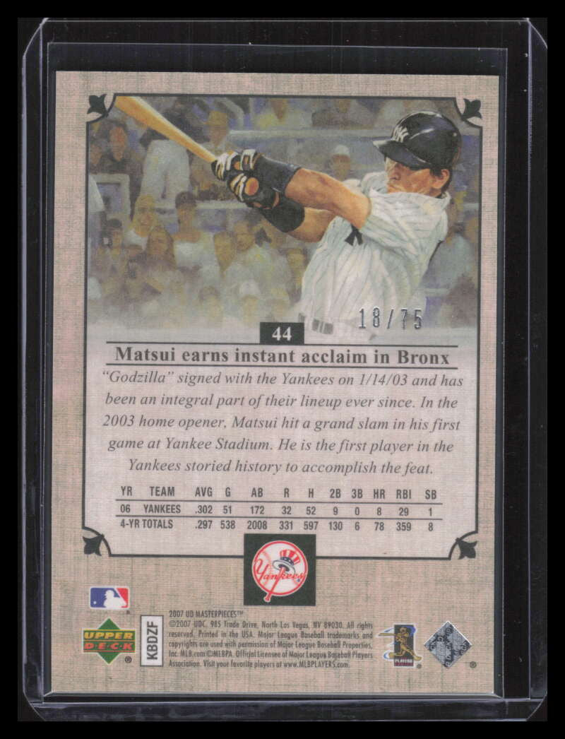 2007 UD Masterpieces Pinot Red 44 Hideki Matsui 18/75