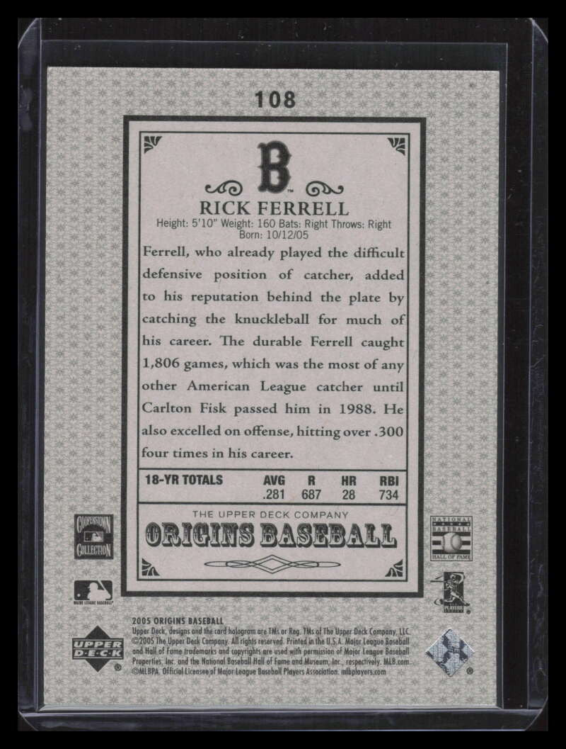 2005 Origins Old Judge Gold 108 Rick Ferrell RET 8/20 RETIRED