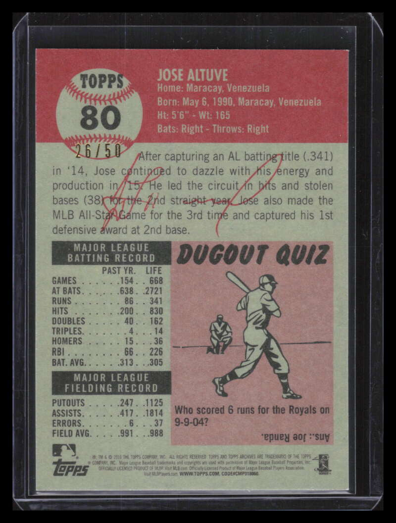 2016 Topps Archives Red 80 Jose Altuve 26/50