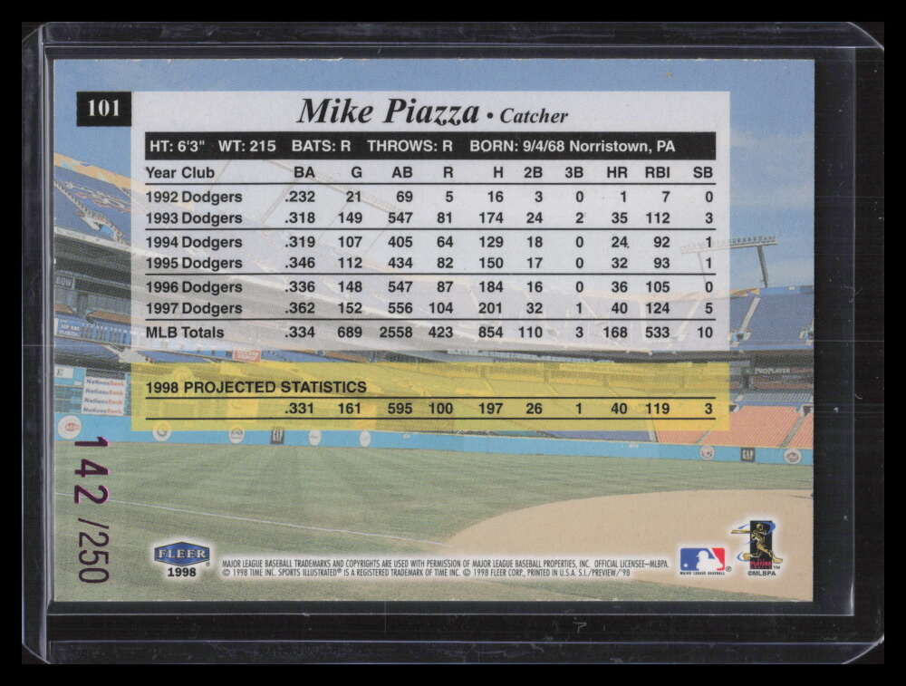 1998 Sports Illustrated Extra Edition 101 Mike Piazza 142/250