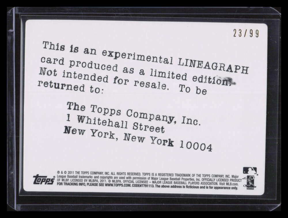 2011 Topps Lineage 3-D Linegraph Black t3d17 Kendrys Morales 23/99