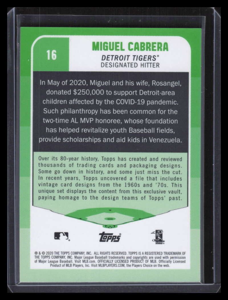 2020 Topps Brooklyn Collection Blue 16 Miguel Cabrera 25/40