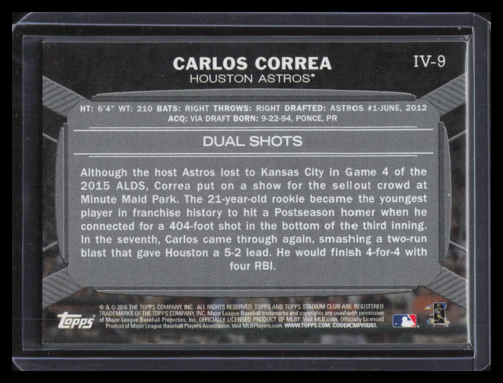 2016 Stadium Club Instavision iv9 Carlos Correa