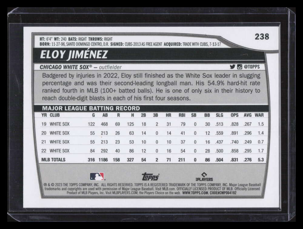 2023 Topps Big League Black 238 Eloy Jimenez RAINBOW FOIL 14/25