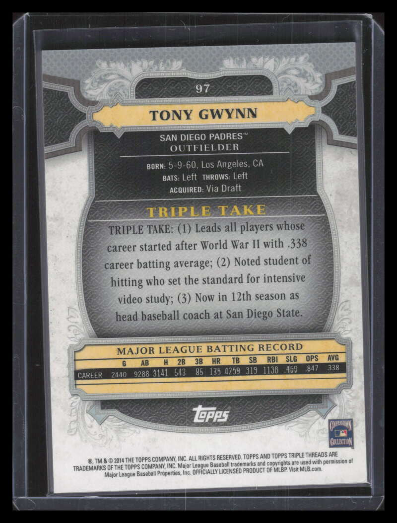 2014 Topps Triple Threads Onyx 97 Tony Gwynn 7/50
