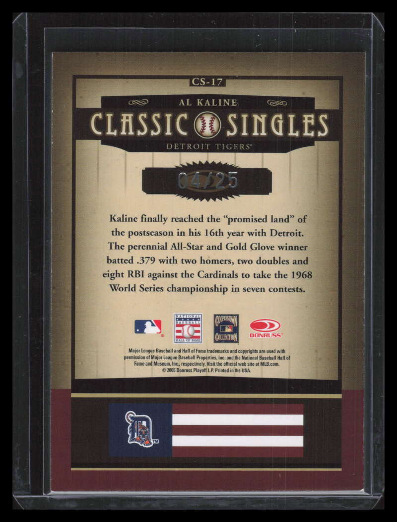 2005 Donruss Classics Classic Singles Gold 17 Al Kaline 4/25