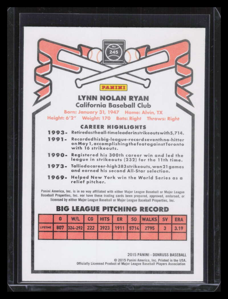 2015 Donruss 245 Nolan Ryan 81 1981 Retro