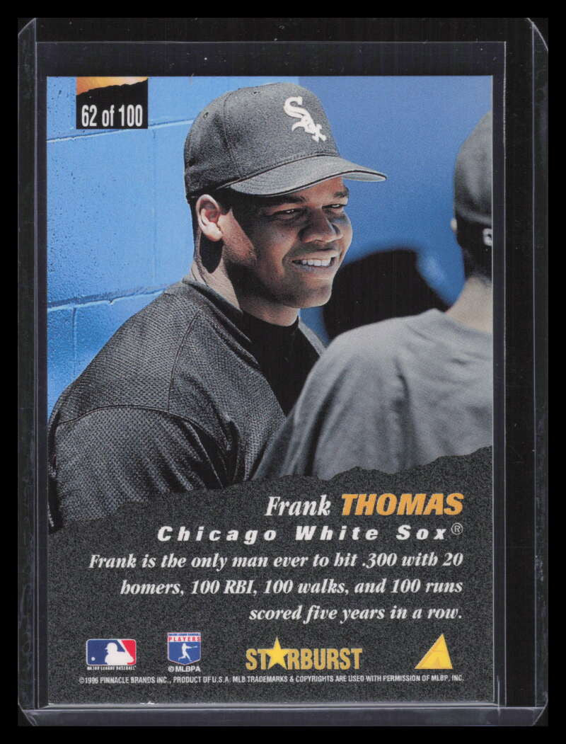 SOLD 134094 1996 Pinnacle Starburst Artist's Proofs 62 Frank Thomas NAT The Naturals