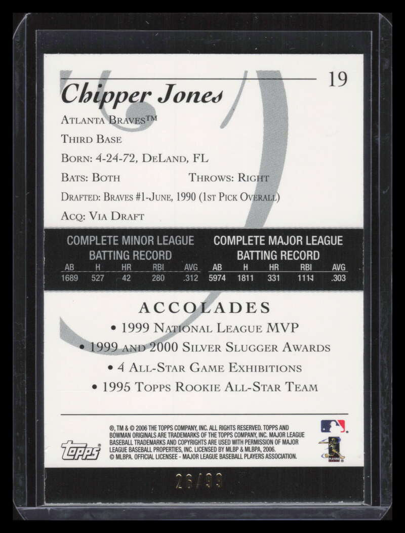 2006 Bowman Originals Black 19 Chipper Jones 26/99