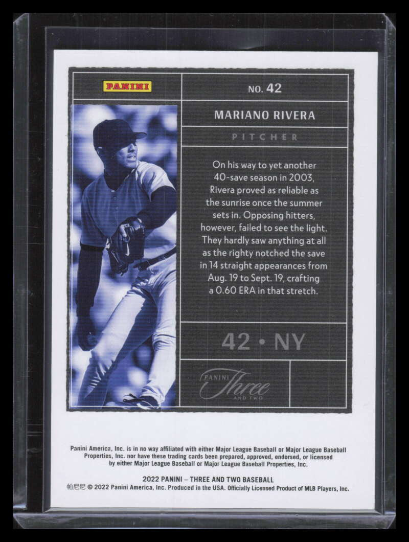 2022 Panini Three and Two Gold 42 Mariano Rivera 2/25