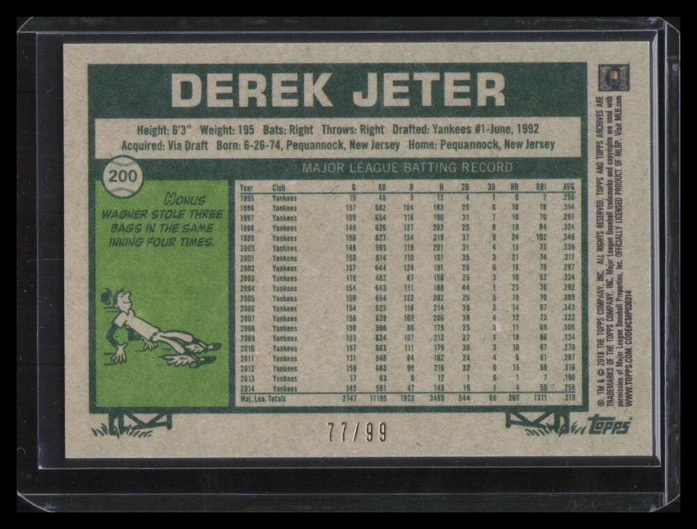 DELETE 134118 2018 Topps Archives Silver 200 Derek Jeter 77/99