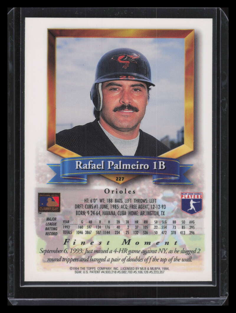 1994 Finest Refractor 227 Rafael Palmeiro FIN