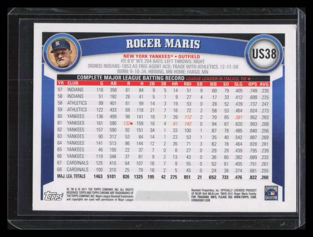 2011 Topps Update us38b Roger Maris SP