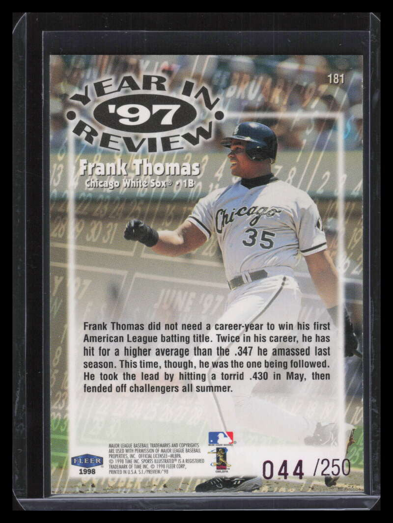 1998 Sports Illustrated Extra Edition 181 Frank Thomas '97 44/250 Year in Review