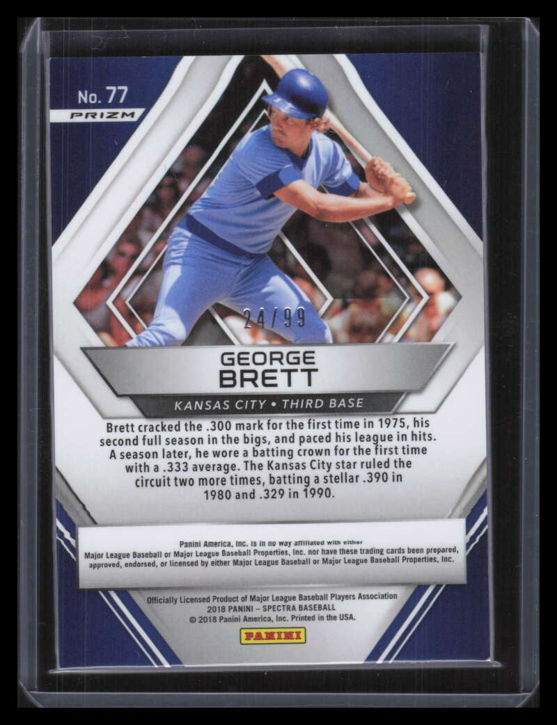 SOLD 134172 2018 Panini Spectra Neon Blue 77 George Brett 24/99
