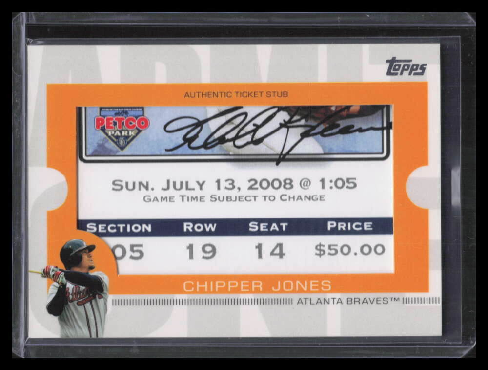 2009 Topps Ticket to Stardom Ticket Stubs ts31 Chipper Jones Ticket Stub 32/110
