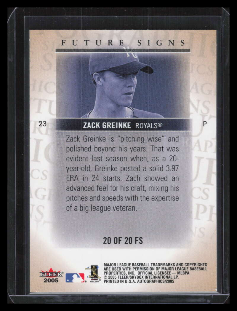 2005 SkyBox Autographics Future Signs 20 Zack Greinke
