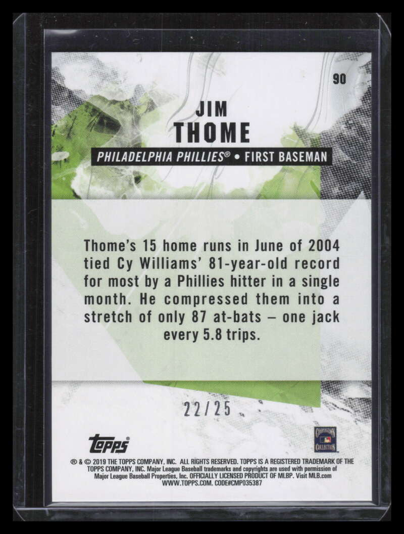 2019 Topps Fire Magenta 90 Jim Thome 22/25