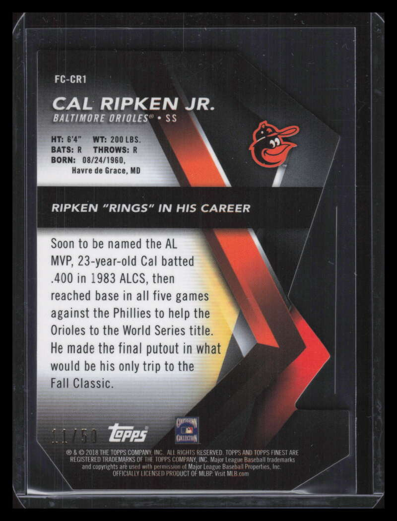 2018 Finest Careers Die Cut Gold Refractor fccr1 Cal Ripken Jr. 11/50