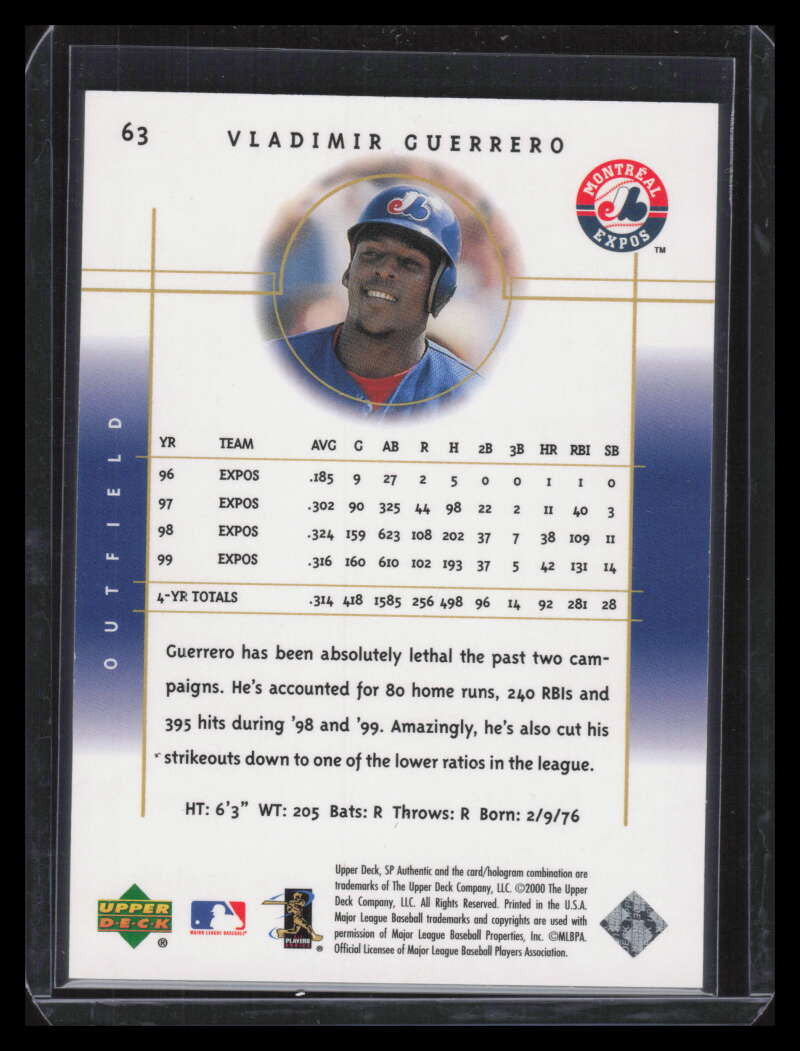 2000 SP Authentic Limited 63 Vladimir Guerrero 46/100