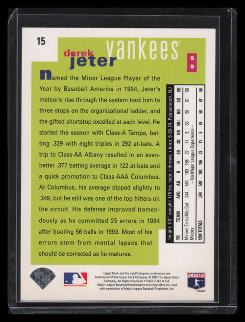 1995 Collector's Choice Gold Signature 15 Derek Jeter