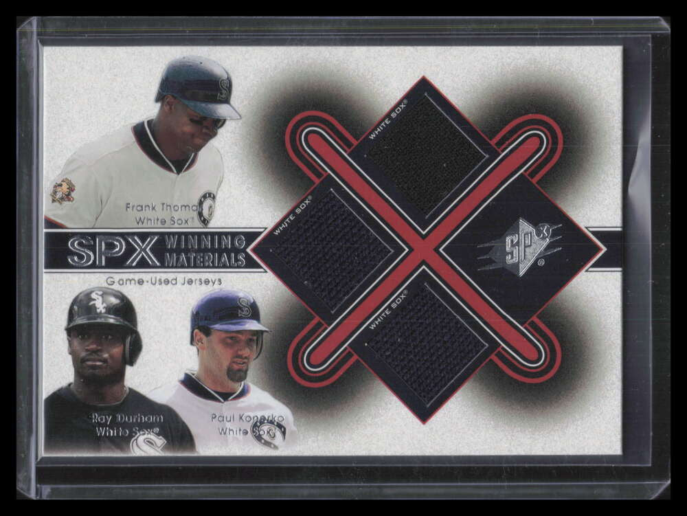 2001 SPx Winning Materials TDK Trios Durham Konerko Frank Thomas Triple Jersey