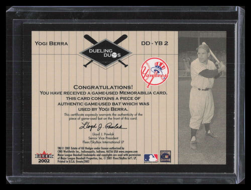 2002 Greats of the Game Dueling Duos Game Used Single yb2 Hodges Yogi Berra Bat