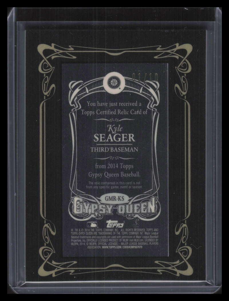 SOLD 134370 2014 Topps Gypsy Queen Framed Mini Relics Black GMRKS Kyle Seager Patch 1/10