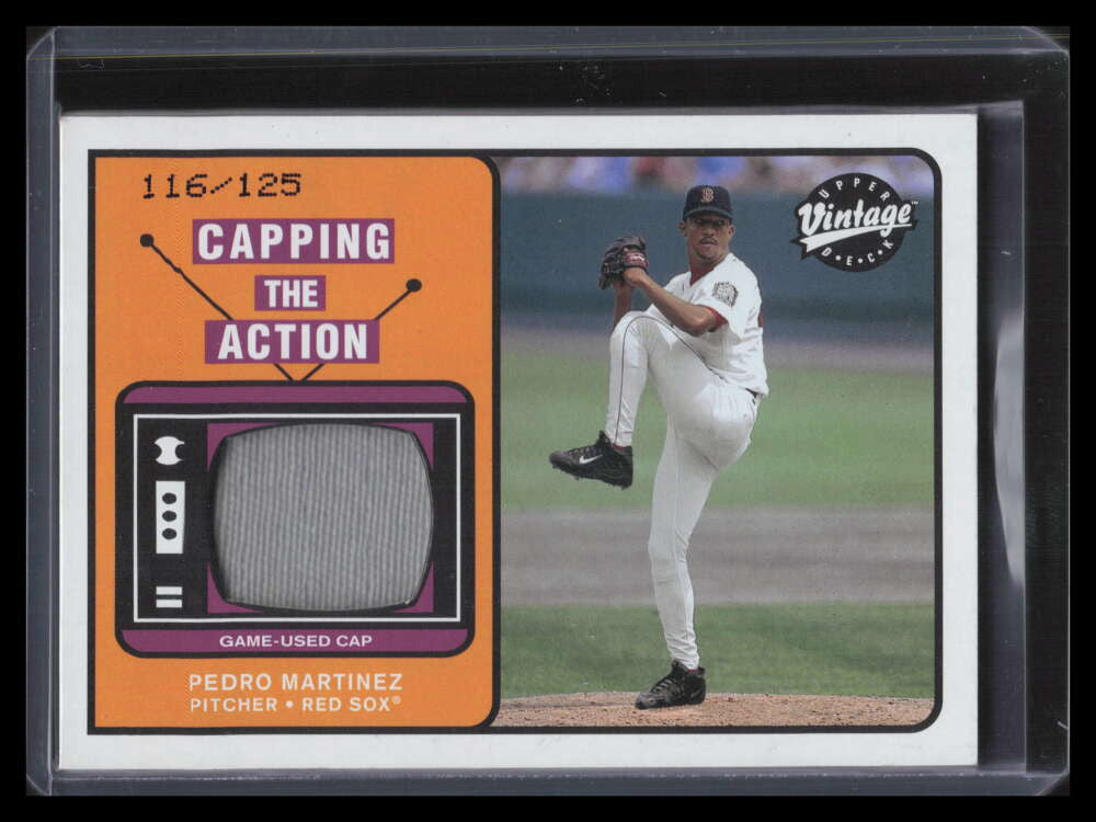 2003 Upper Deck Vintage Capping the Action PM Pedro Martinez Cap Hat 116/125
