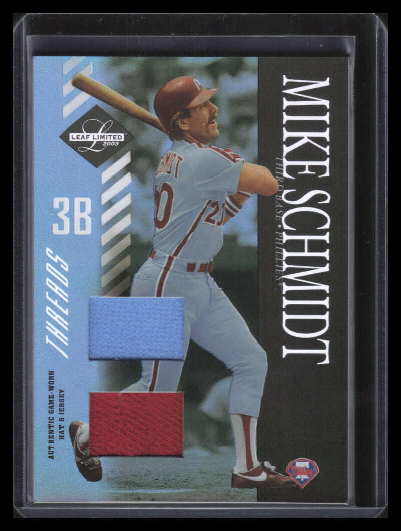 2003 Leaf Limited Threads Double 167 Mike Schmidt Dual Jersey Hat 3/25