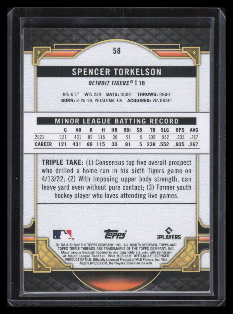 2022 Topps Triple Threads Amber 58 Spencer Torkelson Rookie 6/199