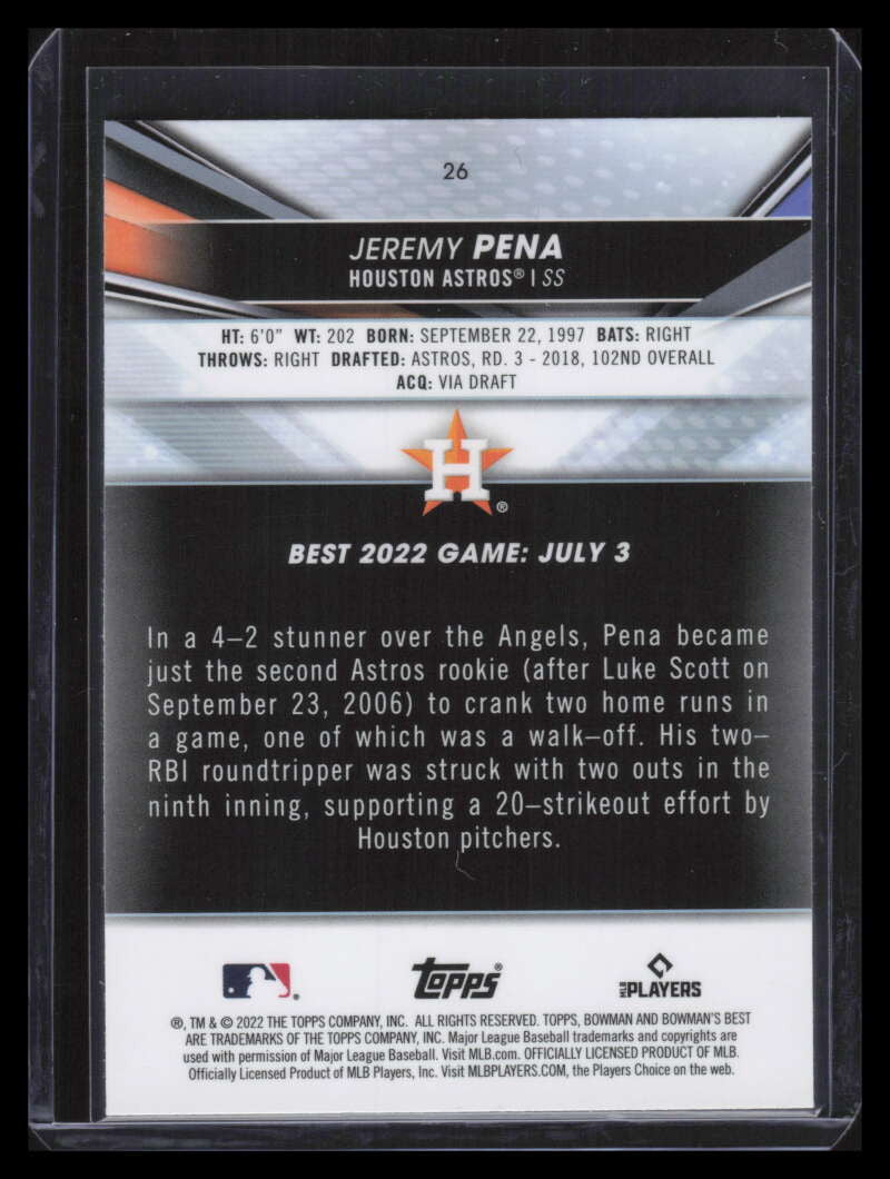 2022 Bowman's Best Atomic Refractor 26 Jeremy Pena Rookie
