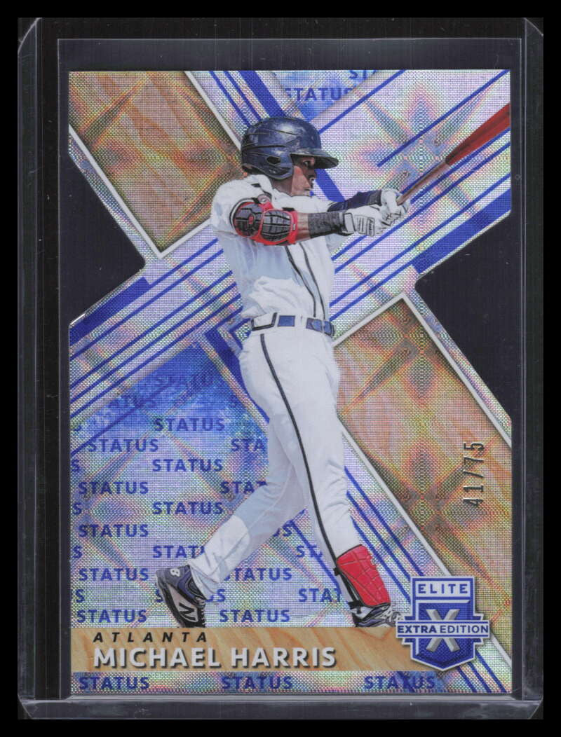 2019 Elite Extra Edition Status Die Cut Blue 154 Michael Harris Rookie 41/75