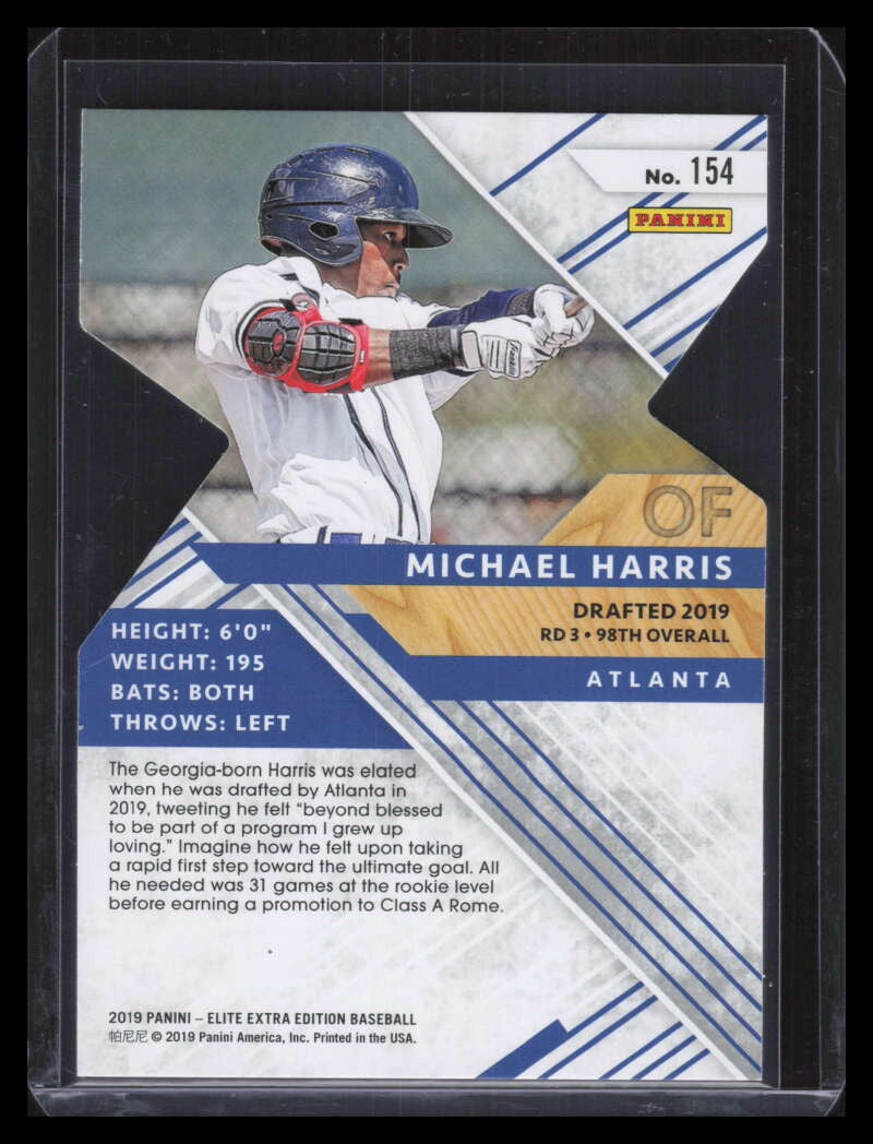 2019 Elite Extra Edition Status Die Cut Blue 154 Michael Harris Rookie 41/75