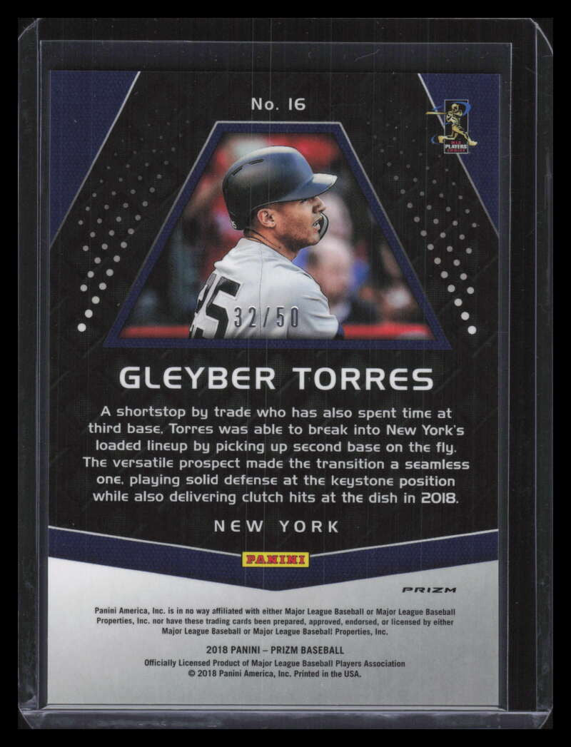 2018 Panini Prizm Green Refractor 16 Gleyber Torres Rookie 32/50