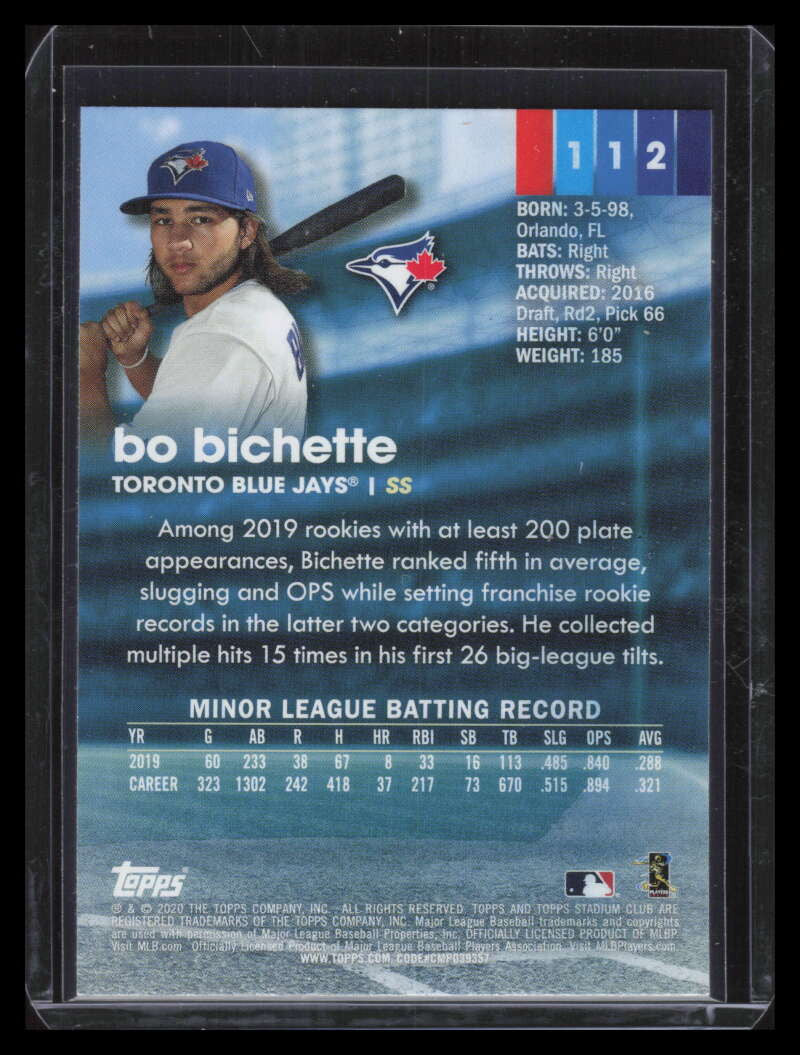 DELETE 134469 2020 Stadium Club 112 Bo Bichette Rookie 129524