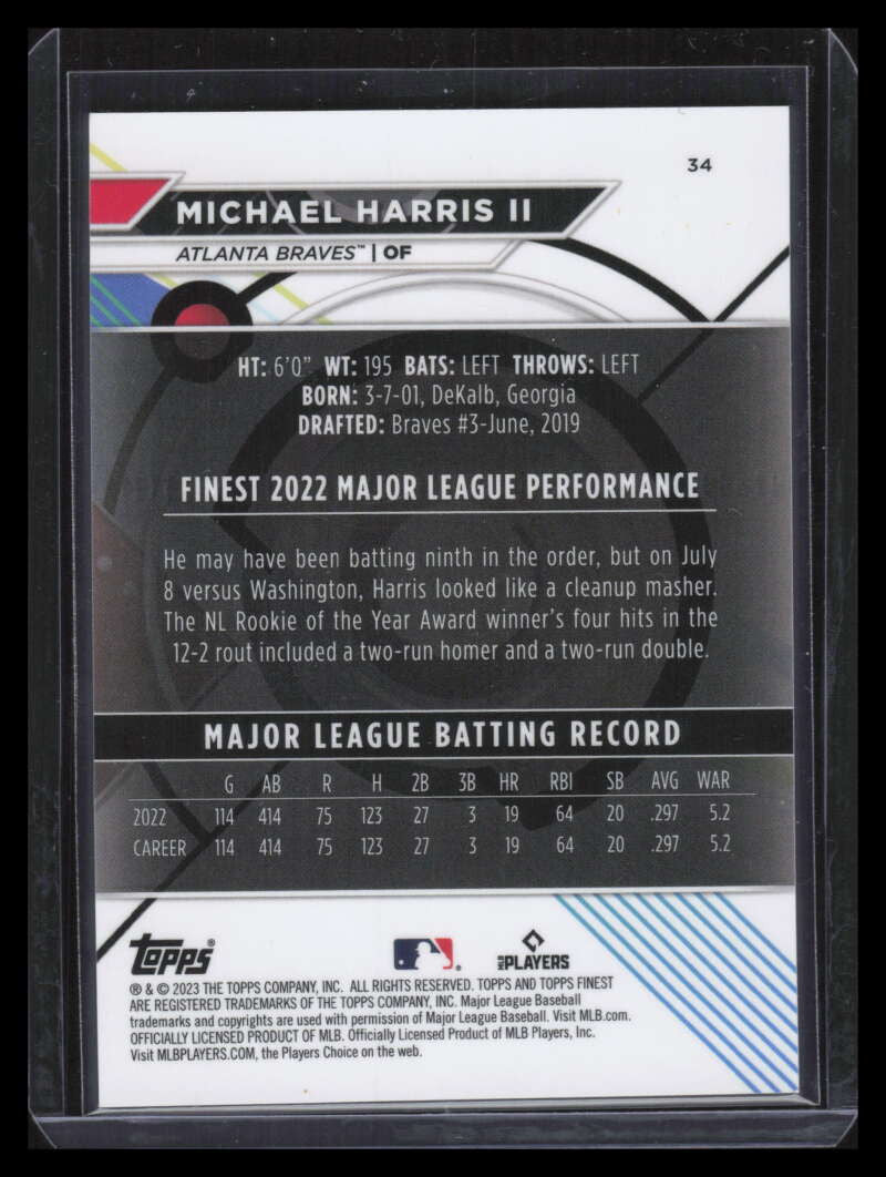 DELETE 134471 2023 Finest Blue Aqua Vapor Refractor 34 Michael Harris II Rookie 42/250