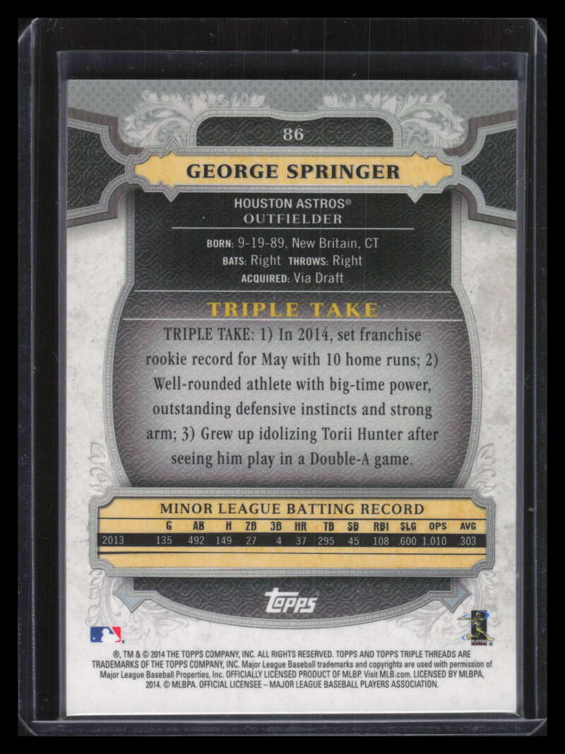 2014 Topps Triple Threads Onyx 86 George Springer Rookie 34/50