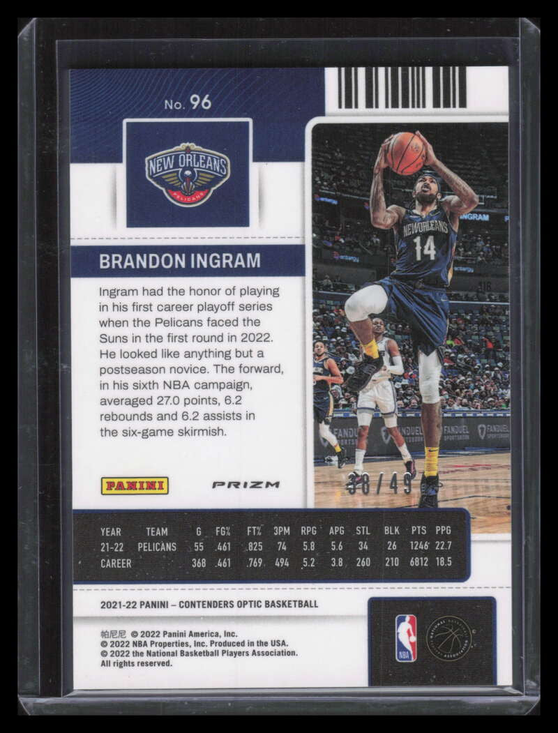2021-22 Panini Contenders Optic Orange 96 Brandon Ingram 38/49