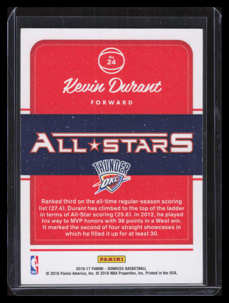 2016-17 Donruss All Stars Press Proofs Blue 24 Kevin Durant 74/99