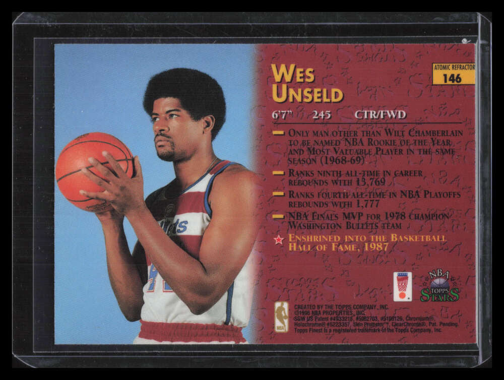 1996 Topps Stars Finest Atomic Refractor 146 Wes Unseld